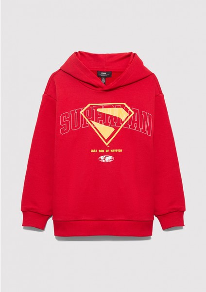 6S10133-88016 Superman Baskılı Kırmızı Sweatshirt fiyatları