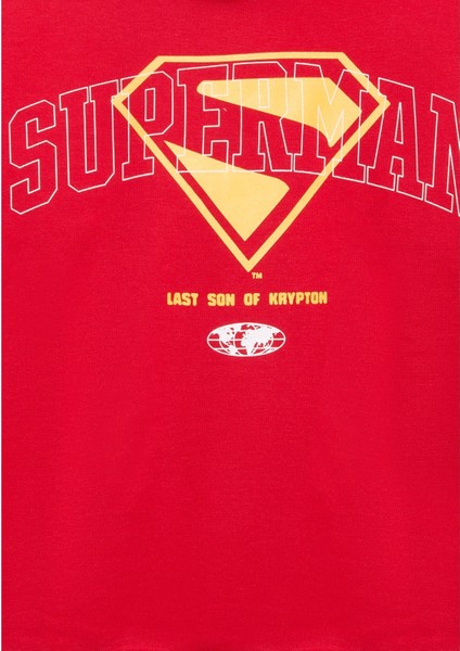 6S10133-88016 Superman Baskılı Kırmızı Sweatshirt indirimleri