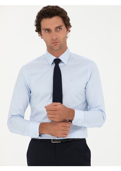 Erkek Açık Mavi Slim Fit Uzun Kollu Gömlek 50282341-VR003