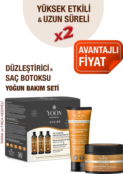 3'lü Uzun Süren Düzleştirici & Saç Botoxu Kiti Tuzsuz Şampuan 250ML Saç Maskesi 250ML Saç Bakım Seti