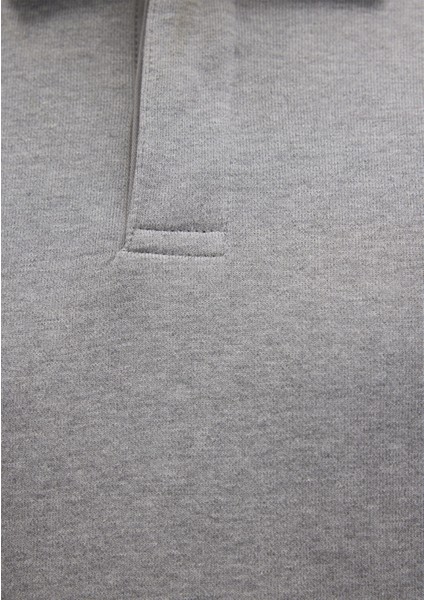 0S10420-80018 Polo Yaka Gri Sweatshirt