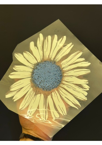 Ütü Ile Yapışan Papatya Çiçek Transfer Baskı Arma 16X15 cm modelleri