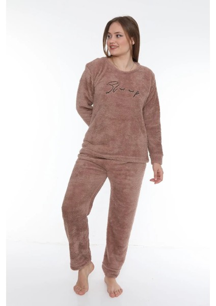 Kadın Peluş Pijama Takımı Ikili Takım