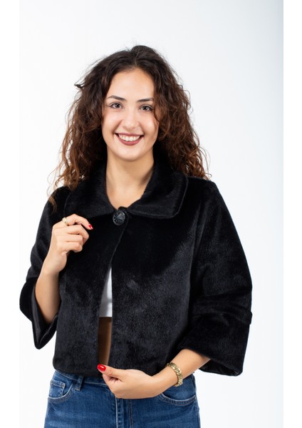 Broşlu Abiye ve Gelin Tay Tüyü Kürk Bolero