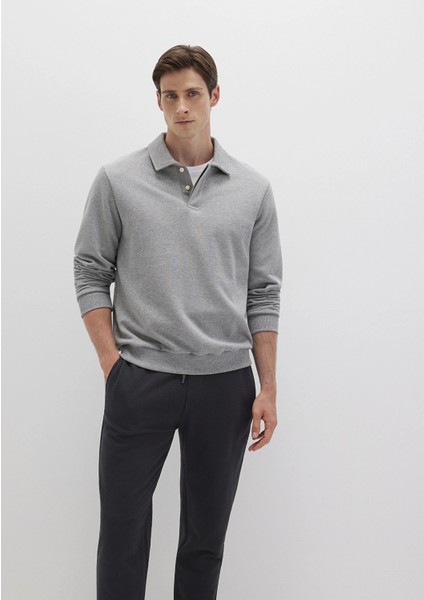 Polo Yaka Gri Sweatshirt 0S10420-80018 fiyatları