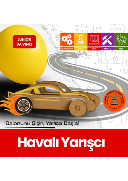 Havalı Yarışçı – Çocuklar Için Eğitici Ahşap Stem Oyuncak | Junior Da Vinci Bilim Seti