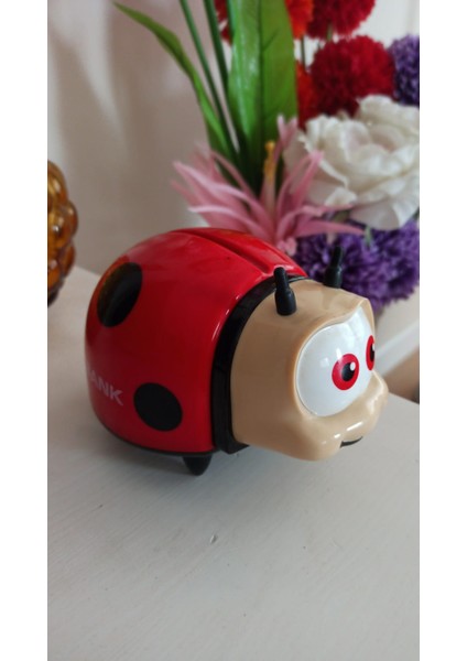 Vintage Akbank Plastik Uğur Böceği Kumbara & 15 cm