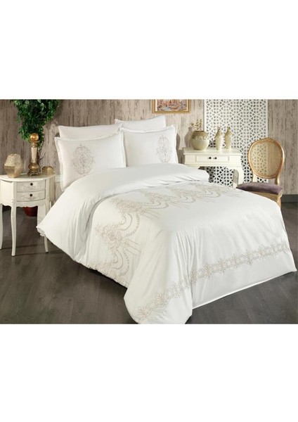 Calina Nakışlı %100 Pamuk Çift Kişilik Nevresim Takımı Cappucino fiyatları