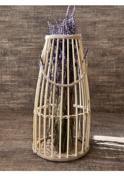 Bambu Çubuk Güğüm Model Halatlı Dekoratif Vazo 35 cm