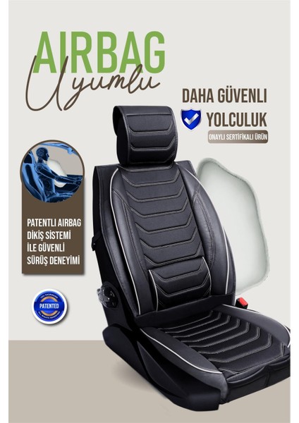 Volkswagen Vento Uyumlu Oto Koltuk Kılıfı Deri, Kumaş Elegance Siyah Beyaz modelleri