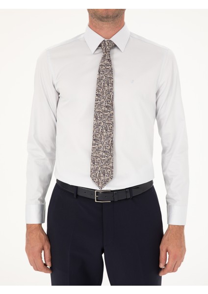 Erkek Açık Gri Slim Fit Uzun Kollu Basic Gömlek 50285570-VR001