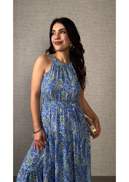 Kadın Omuzlardan Açık Boyundan Geçmeli Desenli Süprem Bluz indirimleri