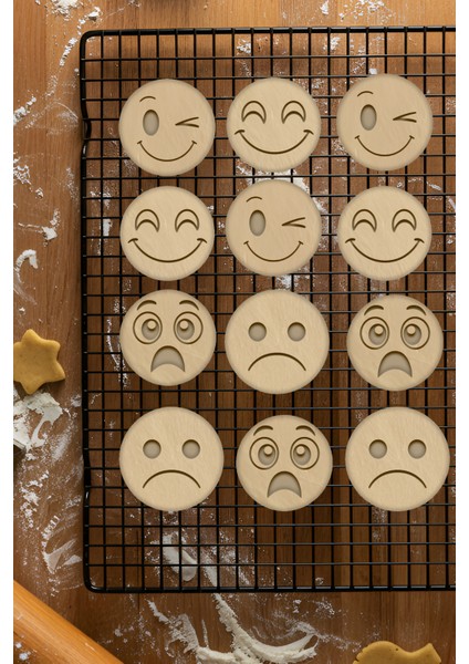 Emojiler Kurabiye Kalıbı, Hamur Şekillendirici, Bisküvi Kalıbı, Kolay Kesim Ucu