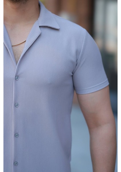 Erkek Ottoman Kumaş Apaj Yaka Kısa Kollu Gömlek modelleri