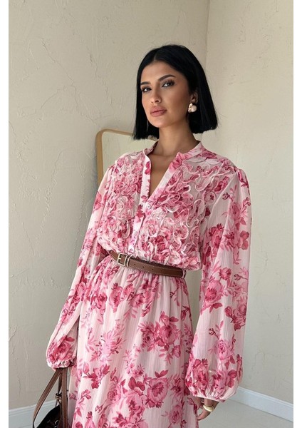 Pembe Biye Detaylı Elbise modelleri