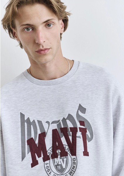 0S10389-82498 Mavi Logo Baskılı Gri Sweatshirt indirimleri
