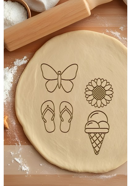 Plaj Seti Kurabiye Kalıbı, Hamur Şekillendirici, Bisküvi Kalıbı, Kolay Kesim Ucu