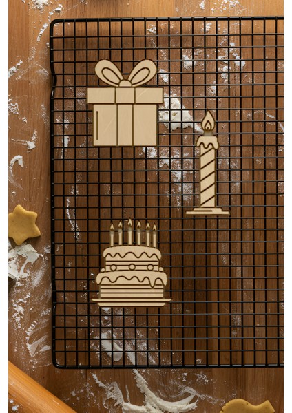 Doğum Günü Seti Kurabiye Kalıbı, Hamur Şekillendirici, Bisküvi Kalıbı, Kolay Kesim Ucu fiyatları