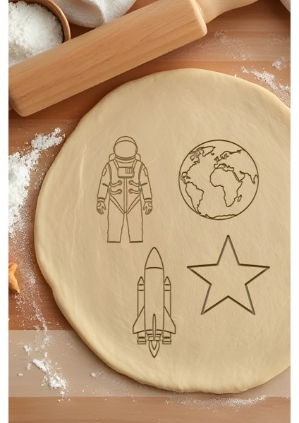 Uzay Seti Kurabiye Kalıbı, Hamur Şekillendirici, Bisküvi Kalıbı, Kolay Kesim Ucu fiyatları