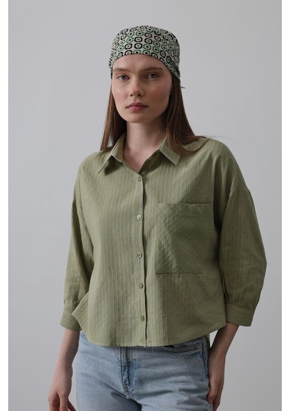 Cepli Kısa Kesim Gömlek - Haki fırsatları