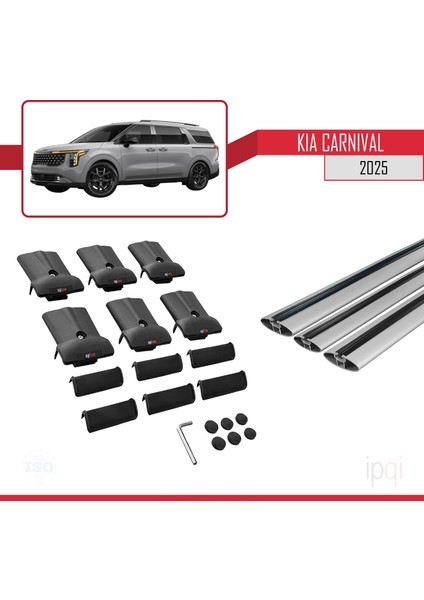 Kia Carnival 2025 ve Sonrası ile Uyumlu Fly Model Ara Atkı Tavan Barı Gri 3 Adet indirimleri