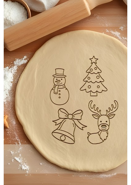 Yılbaşı Seti Kurabiye Kalıbı, Hamur Şekillendirici, Bisküvi Kalıbı, Kolay Kesim Ucu