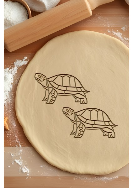 Kaplumbağa Kurabiye Kalıbı, Hamur Şekillendirici, Bisküvi Kalıbı, Kolay Kesim Ucu