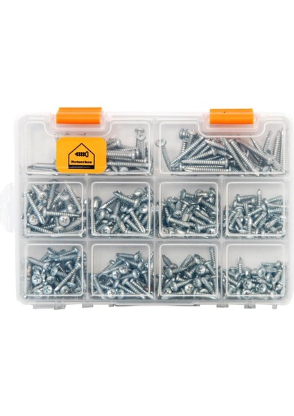 All Essential Fasteners 420 Parça 10 Çeşit Yıldız Silindir Başlı Akıllı Vida Seti, Matkap Uçlu Vida Seti