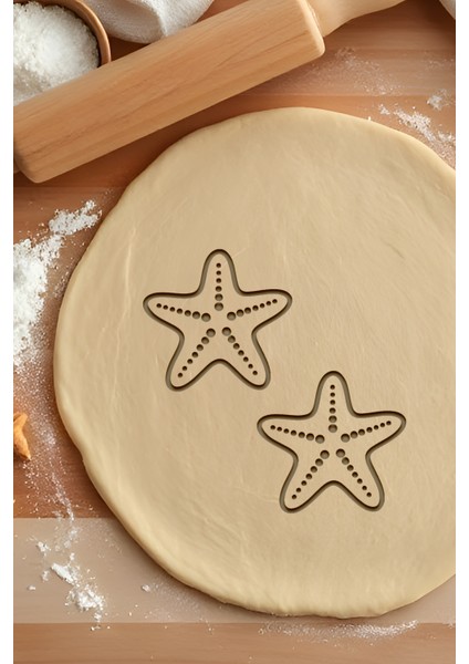 Deniz Yıldızı Kurabiye Kalıbı, Hamur Şekillendirici, Bisküvi Kalıbı, Kolay Kesim Ucu