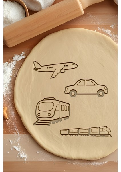 Taşıtlar Seti Kurabiye Kalıbı, Hamur Şekillendirici, Bisküvi Kalıbı, Kolay Kesim Ucu