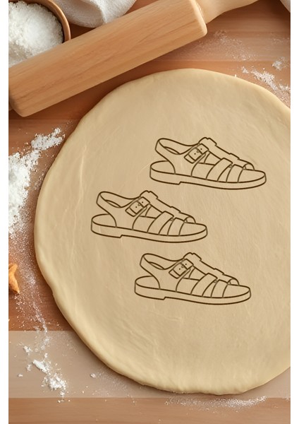 Sandalet Kurabiye Kalıbı, Hamur Şekillendirici, Bisküvi Kalıbı, Kolay Kesim Ucu
