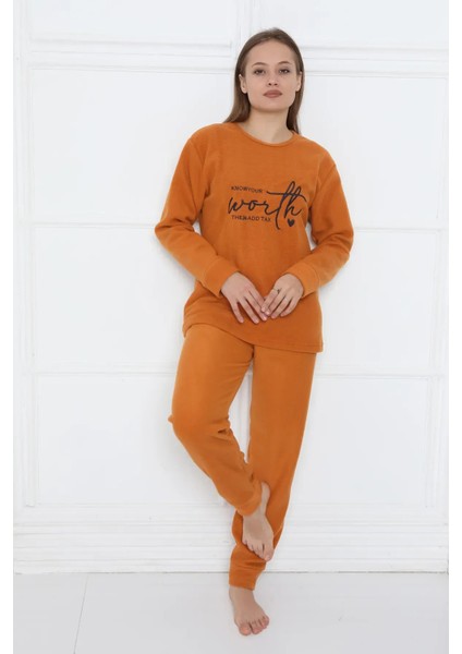 Kadın Peluş Pijama Takımı Ikili Takım