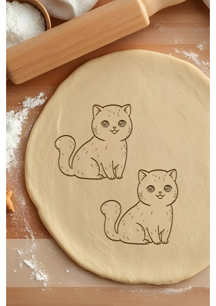 Kedi Kurabiye Kalıbı, Hamur Şekillendirici, Bisküvi Kalıbı, Kolay Kesim Ucu