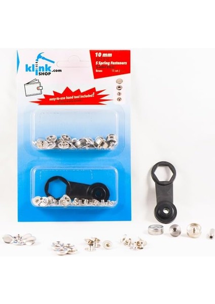 10 mm Kendin Yap Kiti, Cüzdan, Giyim, Çanta, Deri Için Çekiçle Uygulama Aparatları ve Gümüş Renk 15 Adet Vt2 Çıtçıt Düğme Takım-Paslanmaz Pirinç