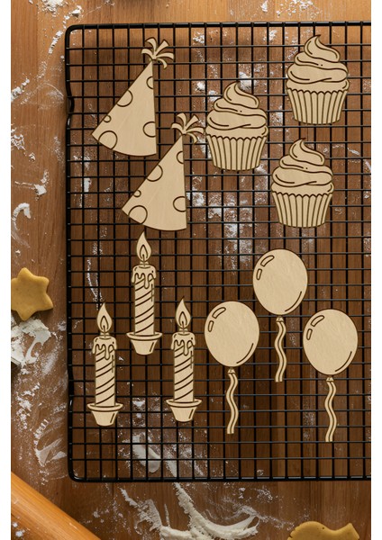 Doğum Günü Seti Kurabiye Kalıbı, Hamur Şekillendirici, Bisküvi Kalıbı, Kolay Kesim Ucu fiyatları