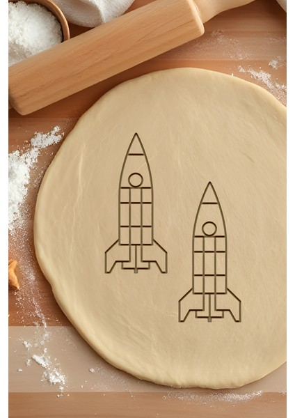 Roket Kurabiye Kalıbı, Hamur Şekillendirici, Bisküvi Kalıbı, Kolay Kesim Ucu