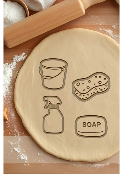 Temizlik Seti Kurabiye Kalıbı, Hamur Şekillendirici, Bisküvi Kalıbı, Kolay Kesim Ucu