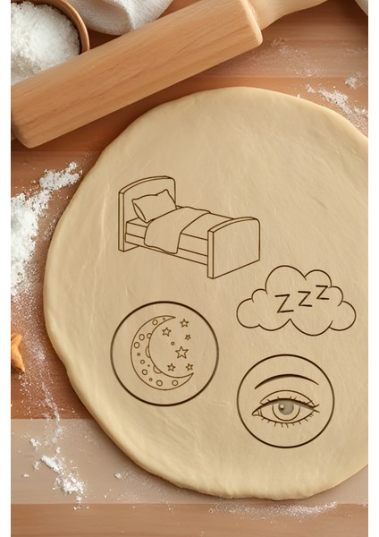 Uykucu Seti Kurabiye Kalıbı, Hamur Şekillendirici, Bisküvi Kalıbı, Kolay Kesim Ucu