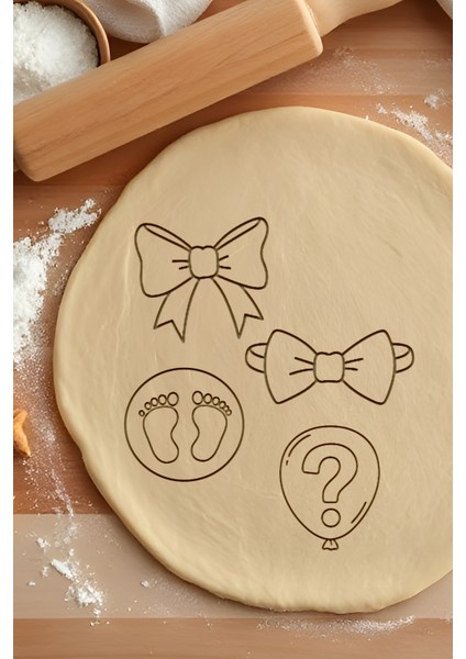 Bebek Cinsiyet Partisi Seti Kurabiye Kalıbı, Hamur Şekillendirici, Bisküvi Kalıbı, Kolay Kesim Ucu