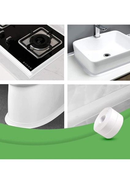 Sızdırmazlık Bandı Lavabo Bantı Banyo Mutfak Lavabo Küvet Duş Teknesi Su Geçirmez Kenar Bant (320 Cm)