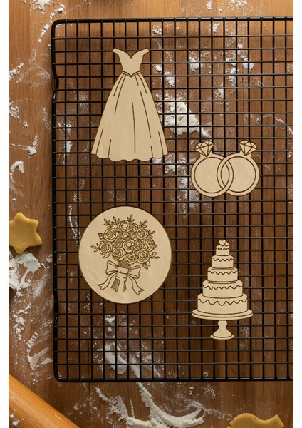 Evlilik Seti Kurabiye Kalıbı, Hamur Şekillendirici, Bisküvi Kalıbı, Kolay Kesim Ucu fiyatları