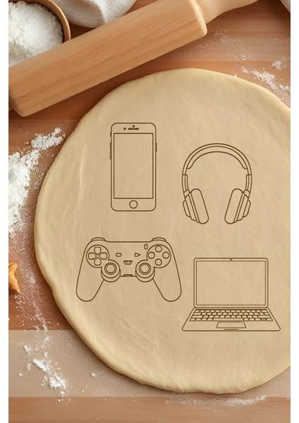 Gamer Seti Kurabiye Kalıbı, Hamur Şekillendirici, Bisküvi Kalıbı, Kolay Kesim Ucu