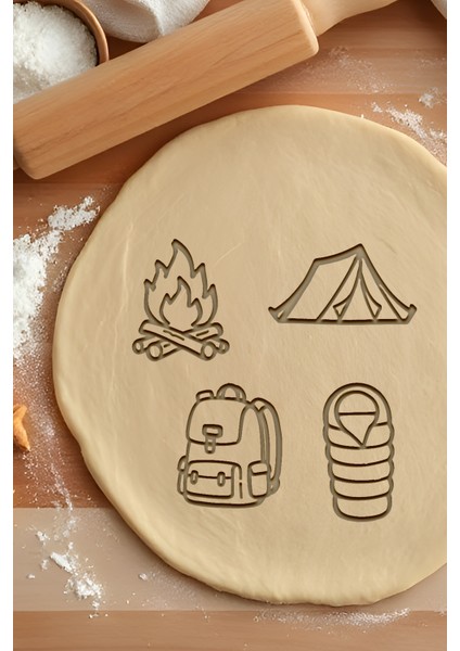 Kamp Seti Kurabiye Kalıbı, Hamur Şekillendirici, Bisküvi Kalıbı, Kolay Kesim Ucu