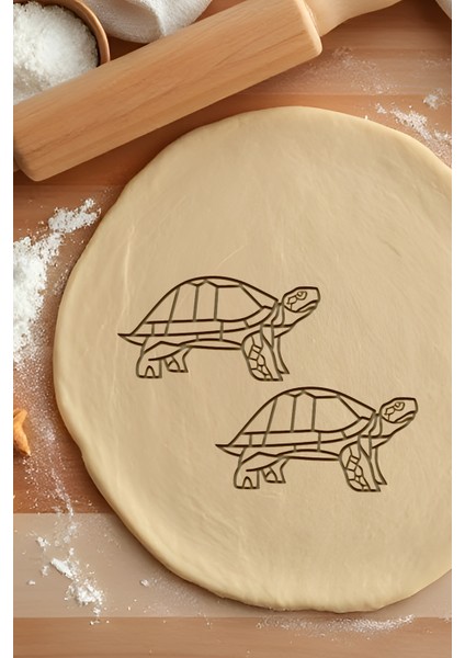 Kaplumbağa Kurabiye Kalıbı, Hamur Şekillendirici, Bisküvi Kalıbı, Kolay Kesim Ucu