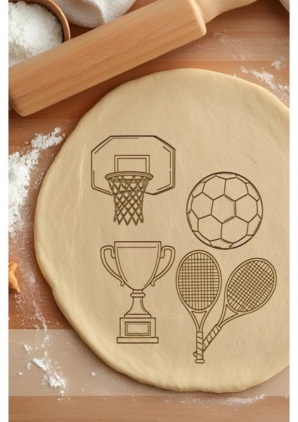 Spor Seti Kurabiye Kalıbı, Hamur Şekillendirici, Bisküvi Kalıbı, Kolay Kesim Ucu