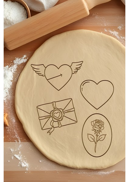 Sevgili Seti Kurabiye Kalıbı, Hamur Şekillendirici, Bisküvi Kalıbı, Kolay Kesim Ucu