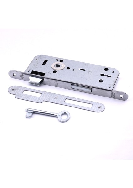 Oda Kapısı Gömme Kilit 18 x 45MM Göbek Ölçülü Metal Iç Kapı Kilidi 1 Anahtarlı Dayanıklı Montaj Seti