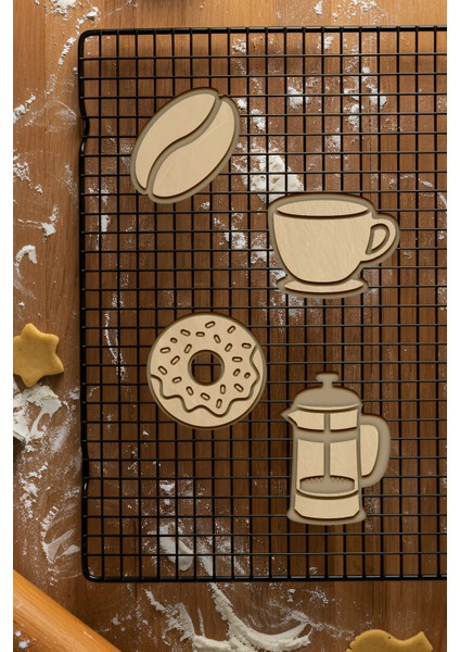 Kahve Seti Kurabiye Kalıbı, Hamur Şekillendirici, Bisküvi Kalıbı, Kolay Kesim Ucu fiyatları