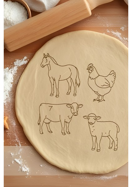 Çiftlik Hayvanları Seti Kurabiye Kalıbı, Hamur Şekillendirici, Bisküvi Kalıbı, Kolay Kesim Ucu