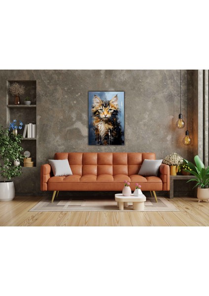 Dekoratif Kedi Temalı Kanvas Tablo modelleri